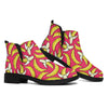 Pink Cartoon Banana Pattern Print Flat Ankle Boots