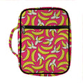 Pink Cartoon Banana Pattern Print Front Pocket Bible Bag