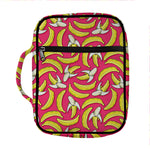 Pink Cartoon Banana Pattern Print Front Pocket Bible Bag