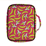 Pink Cartoon Banana Pattern Print Front Pocket Bible Bag