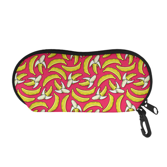 Pink Cartoon Banana Pattern Print Glasses Case