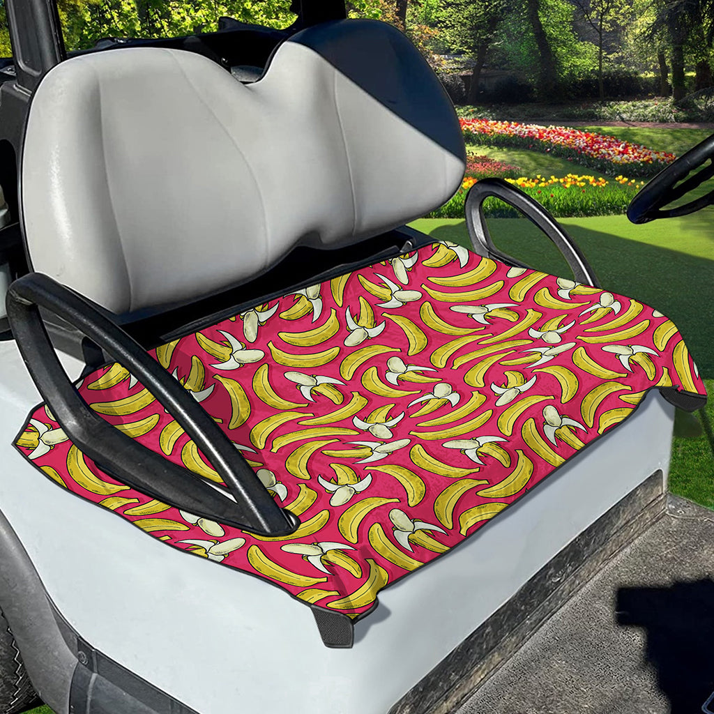 Pink Cartoon Banana Pattern Print Golf Cart Seat Cover