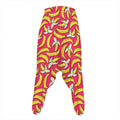 Pink Cartoon Banana Pattern Print Hammer Pants