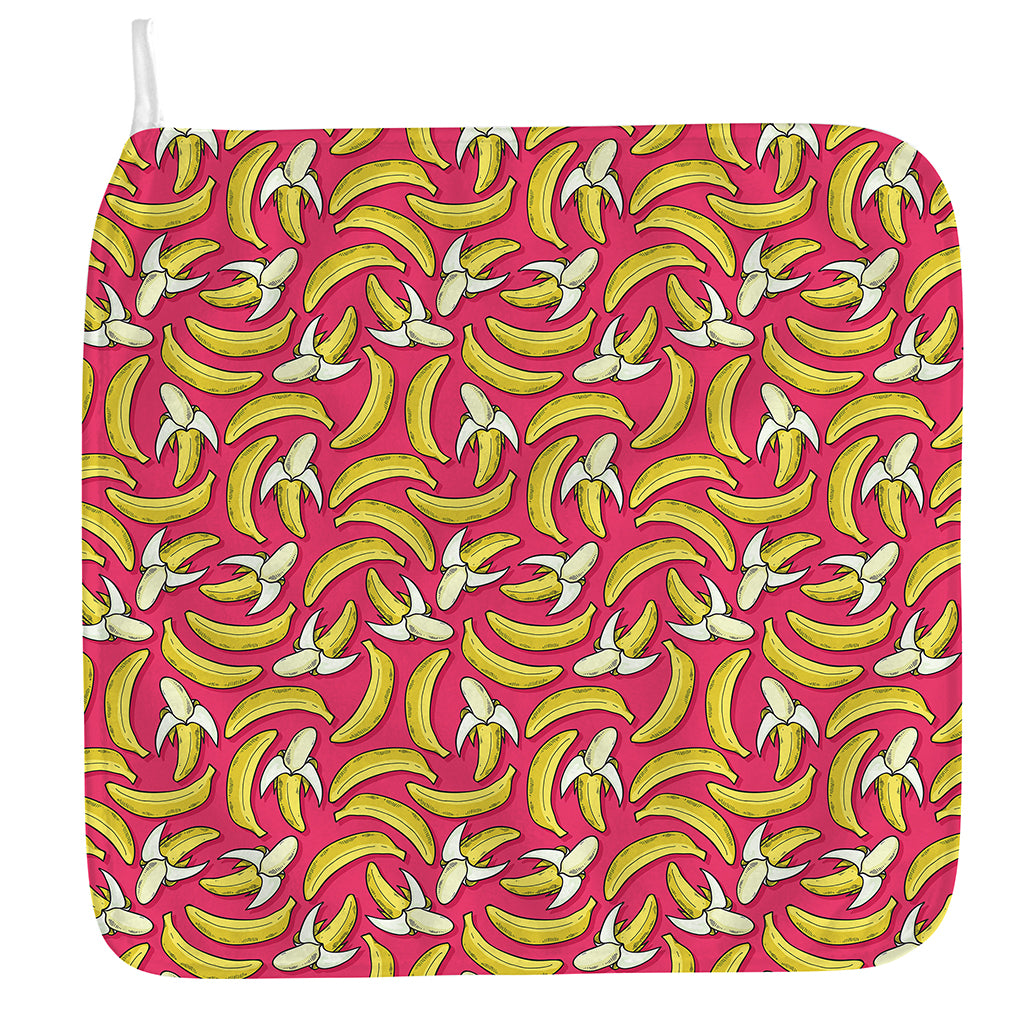 Pink Cartoon Banana Pattern Print Hand Towel