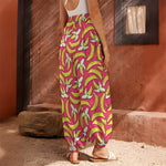 Pink Cartoon Banana Pattern Print Harem Pants