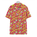 Pink Cartoon Banana Pattern Print Hawaiian Shirt
