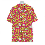 Pink Cartoon Banana Pattern Print Hawaiian Shirt