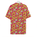 Pink Cartoon Banana Pattern Print Hawaiian Shirt