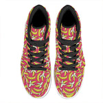 Pink Cartoon Banana Pattern Print High Top Leather Sneakers