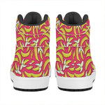 Pink Cartoon Banana Pattern Print High Top Leather Sneakers