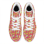 Pink Cartoon Banana Pattern Print High Top Leather Sneakers