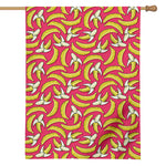 Pink Cartoon Banana Pattern Print House Flag