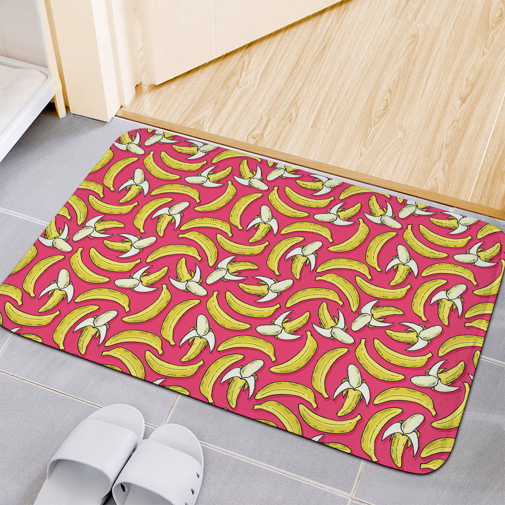 Pink Cartoon Banana Pattern Print Indoor Door Mat