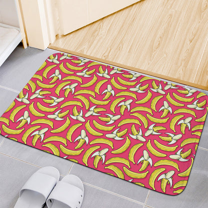 Pink Cartoon Banana Pattern Print Indoor Door Mat