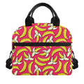 Pink Cartoon Banana Pattern Print Insulated Lunch Bag