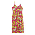 Pink Cartoon Banana Pattern Print Jersey Midi Cami Dress