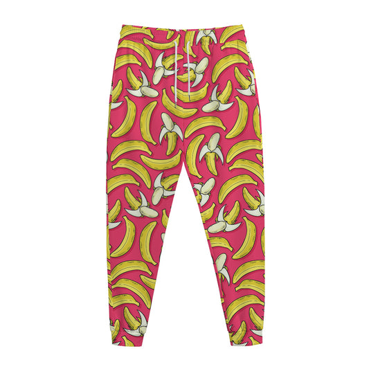 Pink Cartoon Banana Pattern Print Jogger Pants