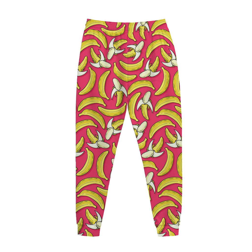 Pink Cartoon Banana Pattern Print Jogger Pants