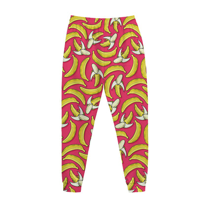 Pink Cartoon Banana Pattern Print Jogger Pants