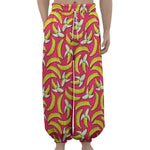 Pink Cartoon Banana Pattern Print Lantern Pants