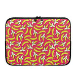 Pink Cartoon Banana Pattern Print Laptop Sleeve
