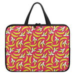 Pink Cartoon Banana Pattern Print Laptop Sleeve With Handle