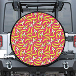 Pink Cartoon Banana Pattern Print Leather Spare Tire Cover