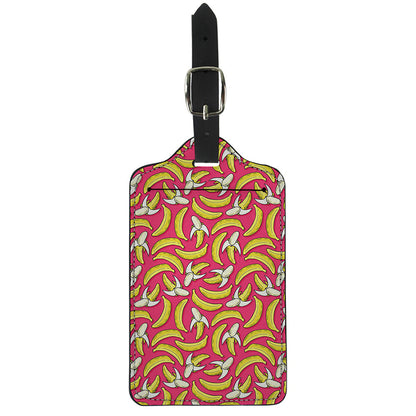 Pink Cartoon Banana Pattern Print Luggage Tag