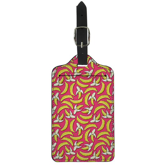 Pink Cartoon Banana Pattern Print Luggage Tag