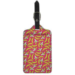 Pink Cartoon Banana Pattern Print Luggage Tag