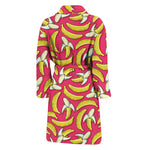 Pink Cartoon Banana Pattern Print Men's Bathrobe