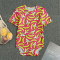 Pink Cartoon Banana Pattern Print Men's Bodysuit