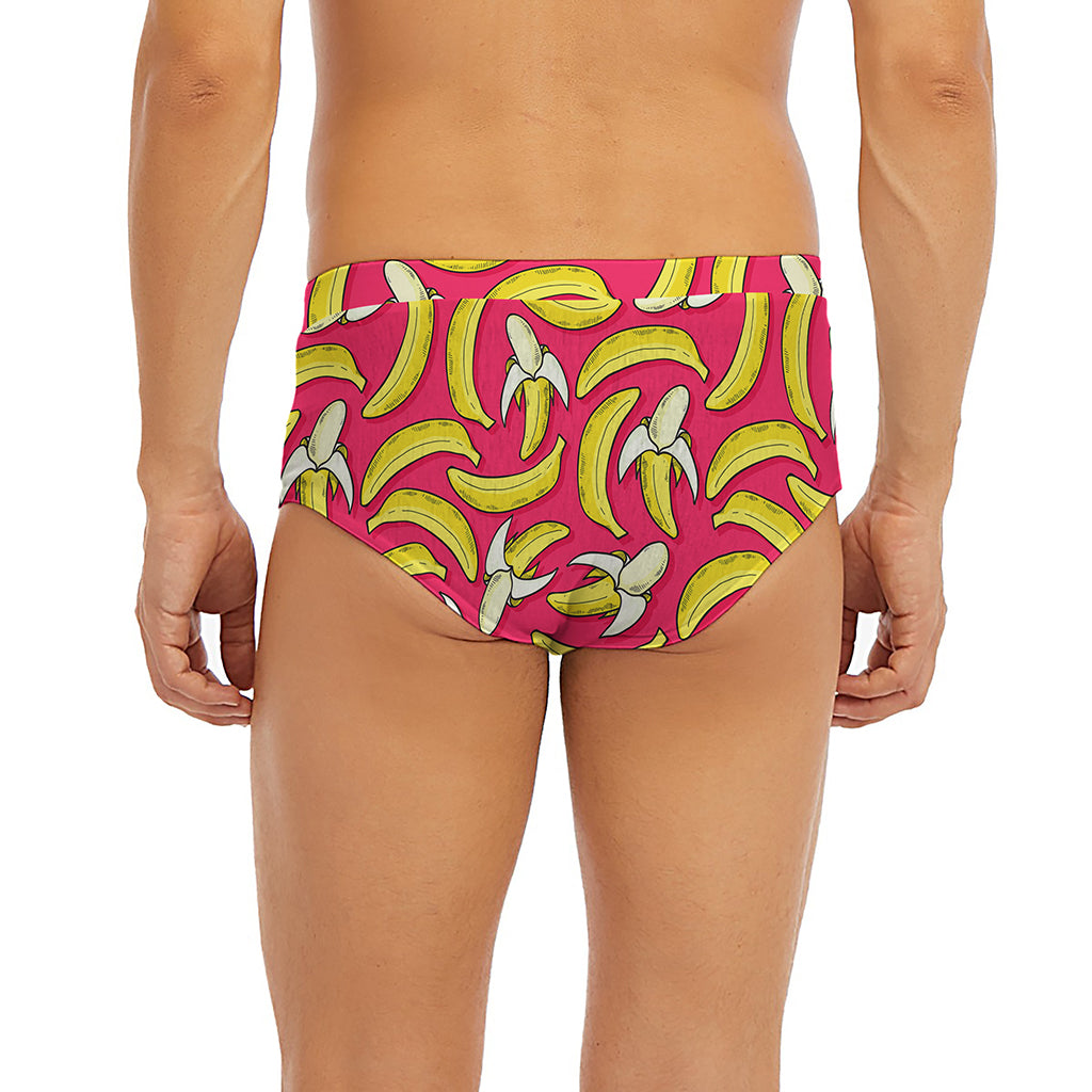 Pink Cartoon Banana Pattern Print Men's Briefs