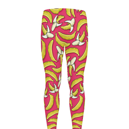 Pink Cartoon Banana Pattern Print Men's leggings