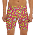 Pink Cartoon Banana Pattern Print Men's Long Boxer Briefs