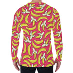 Pink Cartoon Banana Pattern Print Men's Long Sleeve T-Shirt