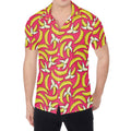 Pink Cartoon Banana Pattern Print Men's Shirt