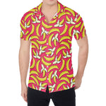 Pink Cartoon Banana Pattern Print Men's Shirt