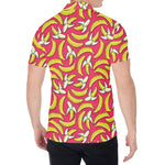 Pink Cartoon Banana Pattern Print Men's Shirt