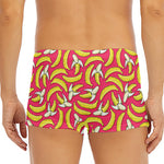 Pink Cartoon Banana Pattern Print Men's Short Boxer Briefs