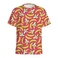 Pink Cartoon Banana Pattern Print Men's Athletic T-Shirt