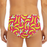 Pink Cartoon Banana Pattern Print Men's Triangle Swim Briefs