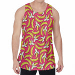 Pink Cartoon Banana Pattern Print Men's Velvet Tank Top
