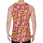 Pink Cartoon Banana Pattern Print Men's Velvet Tank Top