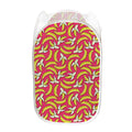 Pink Cartoon Banana Pattern Print Mesh Laundry Hamper