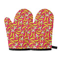 Pink Cartoon Banana Pattern Print Oven Mitts