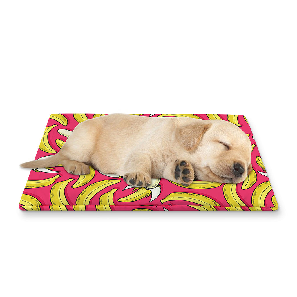 Pink Cartoon Banana Pattern Print Pet Cooling Mat Cover