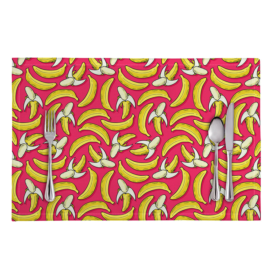 Pink Cartoon Banana Pattern Print Placemat