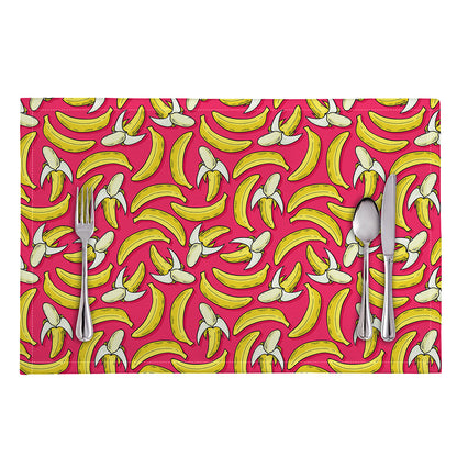 Pink Cartoon Banana Pattern Print Placemat