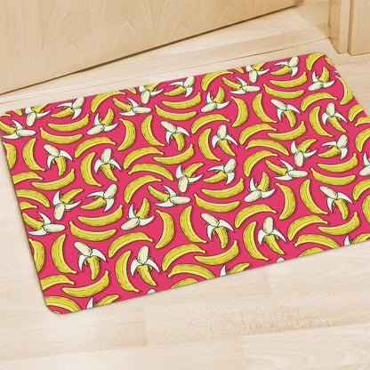 Pink Cartoon Banana Pattern Print Polyester Doormat